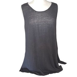 Pure Jill Gray Linen Blend Sleeveless Tunic Top (M)